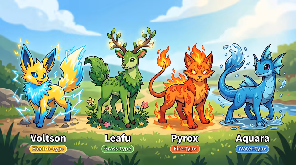 Pokemon-inspired creature lineup preview