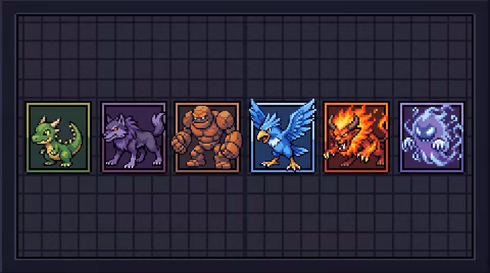 Retro sprite roster preview